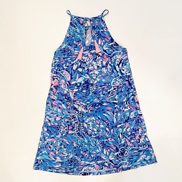 Lilly Pulitzer Margot Dress Blue Floral Size XXS 100% Pima Cotton - Picture 3 of 6